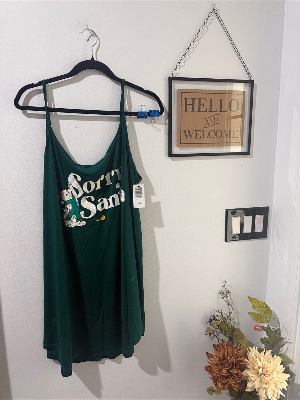 torrid Dark Green Graphic Camisole nighty with 'Sorry Santa'